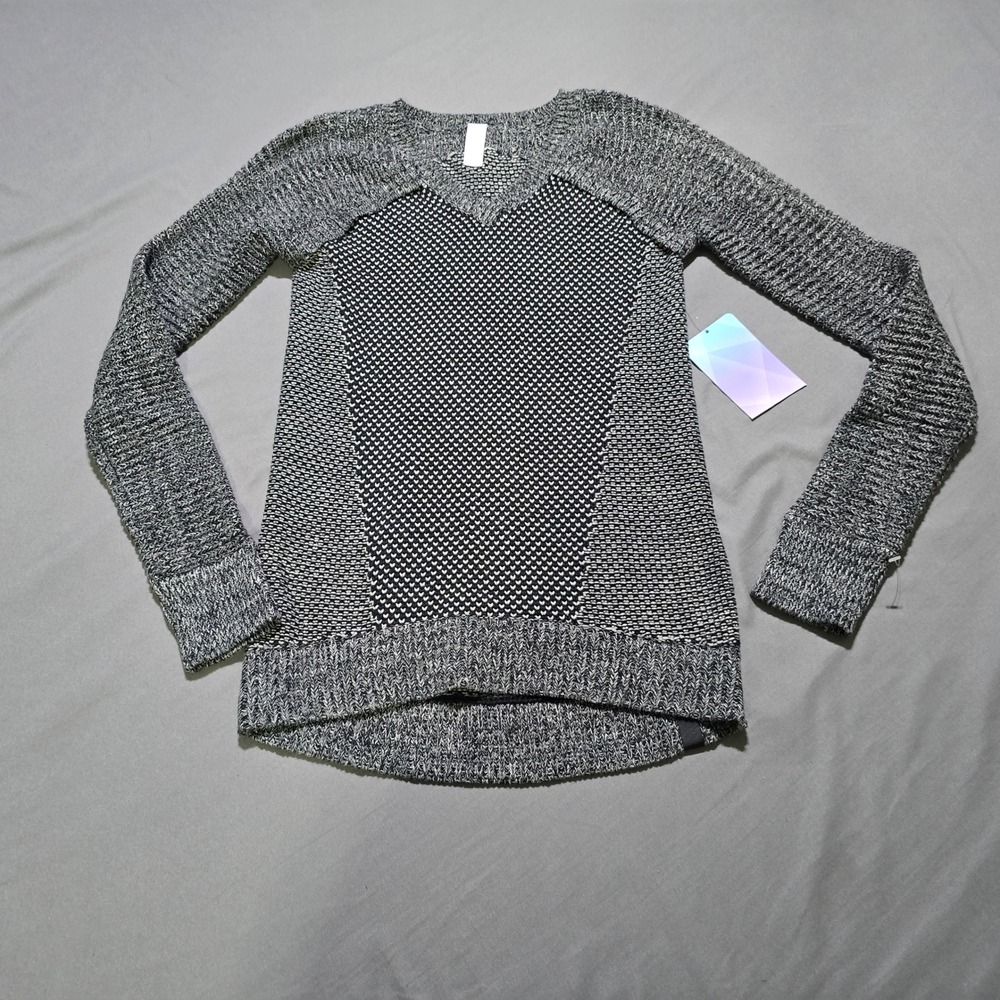 Ivivva lululemon Busy To Be Cozy Pullover Girls 14 Black Marled Knit Sweater